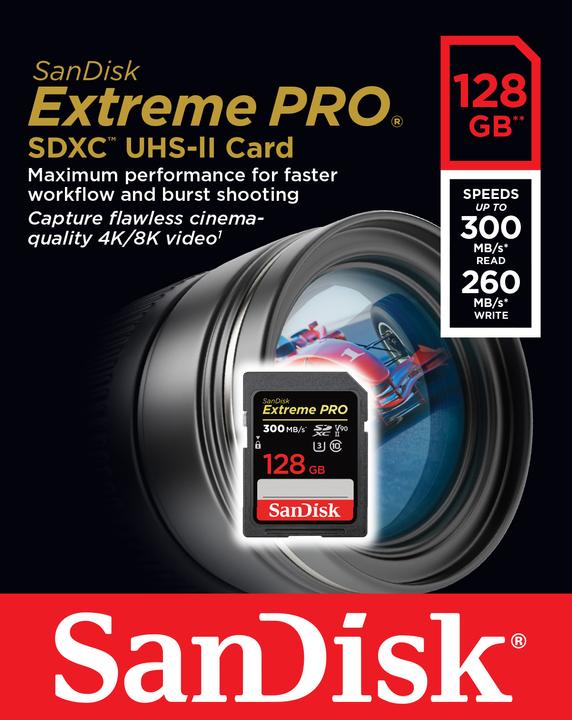 Immagine prodotto SanDisk Extreme Pro (128 GB, SDXC, U3, UHS-II)