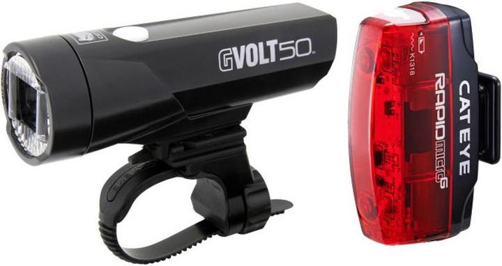 Actual product image CatEye GVolt 50 HL-EL550GRC + Rapid Micro G Hl-EL620G Set /red