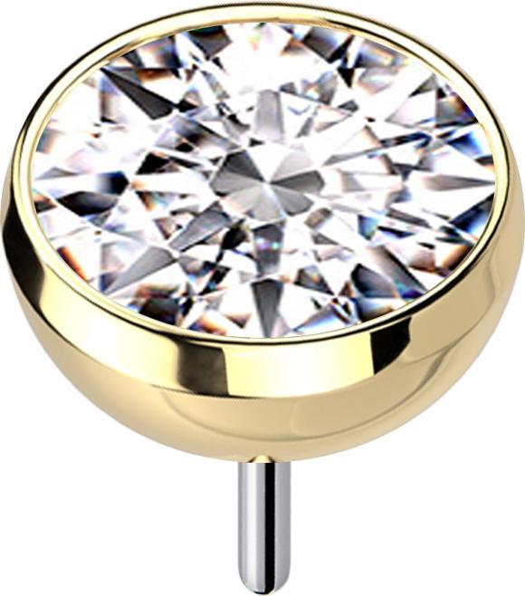 Star Piercing Threadless Halbkugel vergoldet mit Kristall silber (ohne Messing, Titan G23)
