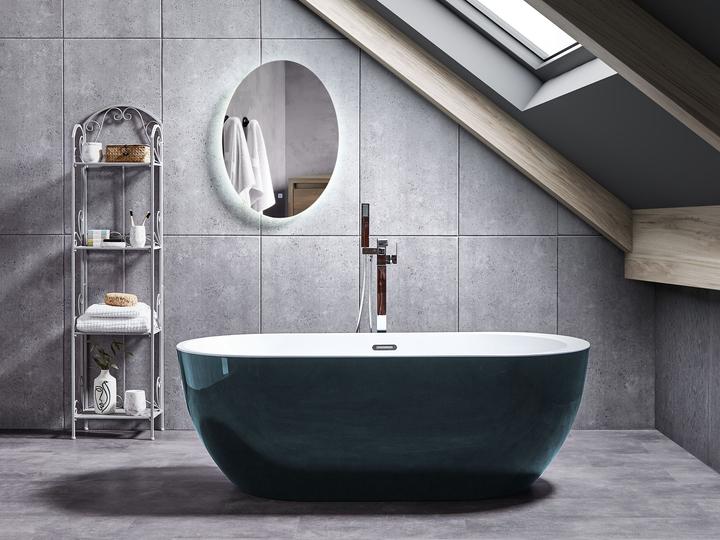 Actual product image Beliani Bathtub freestanding blue-green oval 170 x 80 cm NEVIS (220 l, 170 cm, 80 cm)