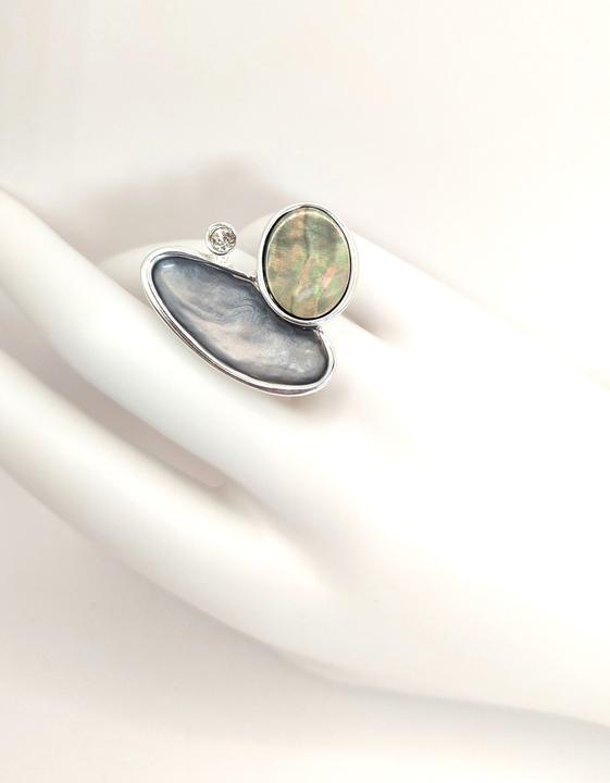 Actual product image Signé Signè ring ladies' ring silver-coloured grey elastic rhodium-plated One Size No.27 (18, 19, 20, 21)