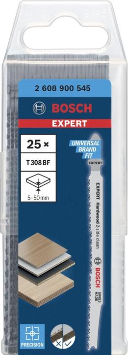 Produktbild Bosch Professional Zubehör EXPERT ‘Hardwood 2-side clean’ T 308 BF Stichsägeblatt, 25 Stück