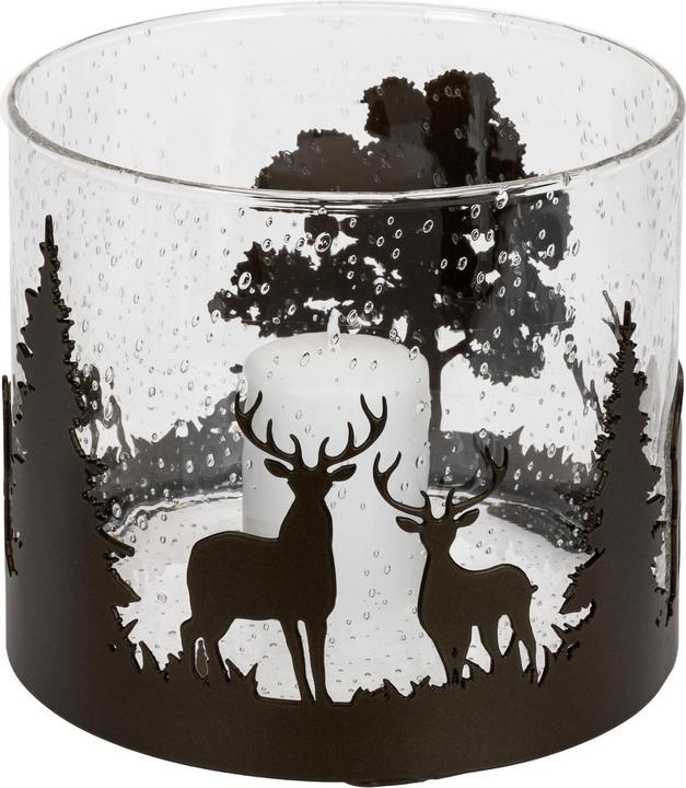 Glasi Hergiswil Windlicht Wald und Tiere, 16 cm (16 x 16 cm)