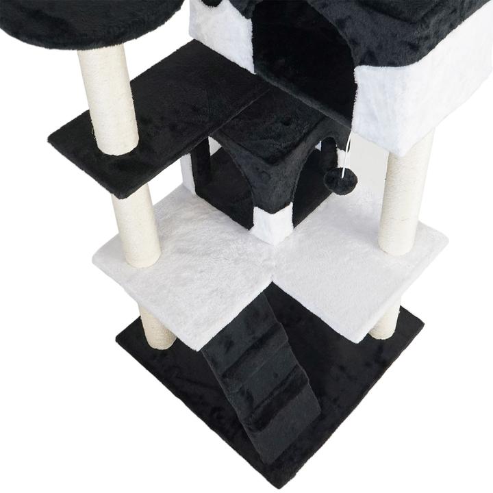 Image du produit Wiltec Arbre à chat noir / blanc 130cm Arbre d’escalade Arbre de grattage Jeu Chats (130 cm, Noir, blanc)