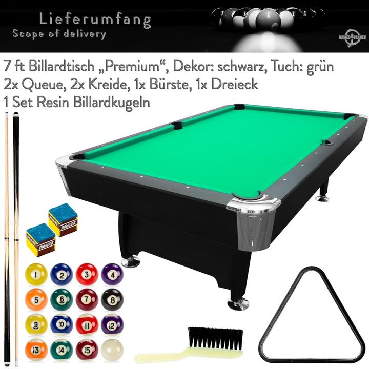 Produktbild Games Planet 7 ft Billardtisch Premium, Farbe schwarz/grün