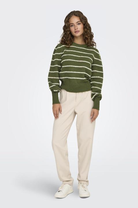 Immagine prodotto JdY Vestibilità regolare Collo alto Polsini lunghi Maniche a sbuffo Pullover Maglione in maglia (L)