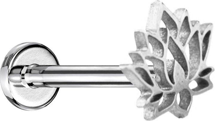 Star Piercing Micro Labret Innengewinde silber Lotusblume (ohne Messing, Chirurgenstahl 316L)