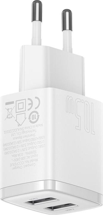 Actual product image Baseus Compact Charger 2U 10.5W EU White (10.50 W)