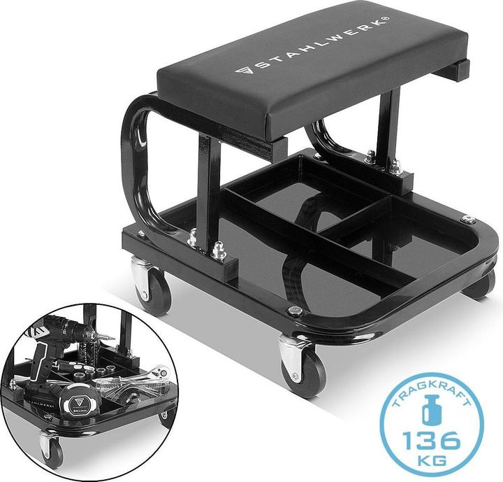 Image du produit Stahlwerk Tabouret d'atelier WRS-35 ST Noir avec capacité de charge de 136 kg Siège d'atelier (1 x)