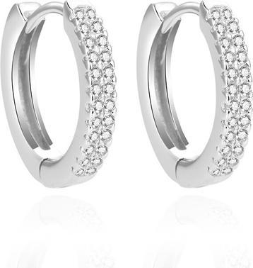 Beneto Round silver earrings with zircons AGUC2083 (L)