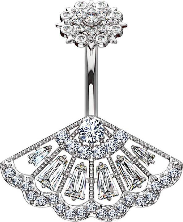 Star Piercing Banane Innengewinde silber Vintage (Messing, Chirurgenstahl 316L)
