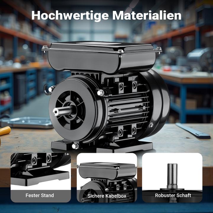 Produktbild Wiltec Elektromotor 1-phasig 4-polig Elektro Motor 1,1kW Einphasenmotor Motor