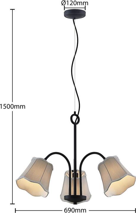 Immagine prodotto Lucande Lampada a sospensione Binta 3 Grigio Argento (E14)