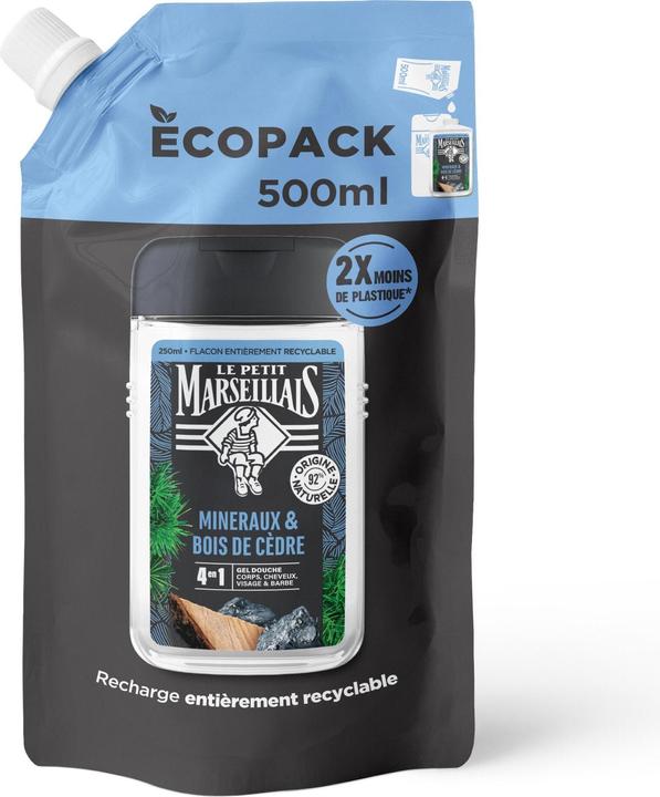 Le Petit Marseillais Duschcreme Nachfüllbeutel Zedernholz und Mineralien 500 ml (500 ml)