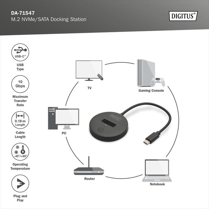 Image du produit Digitus Station d'accueil M.2 NVMe/SATA
