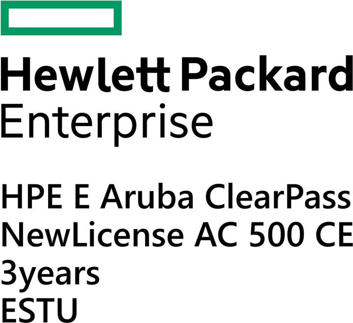 Image du produit HPE E Aruba ClearPass NL AC 500 CE 3yr E-STU (500 Dispositifs, 36 mois)