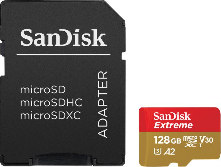 Actual product image SanDisk Extreme UHS-I V30 (128 GB, microSDXC, U3, UHS-I)