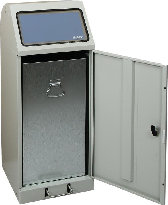 Actual product image Recyclable waste bin 70 l H1000xW400xD380mm light grey, RAL 7035 galvanised insert, with pedal lever (70 l)