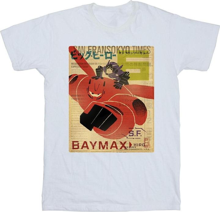 Disney Big Hero 6 Baymax Flying Baymax Newspaper TShirt (M)
