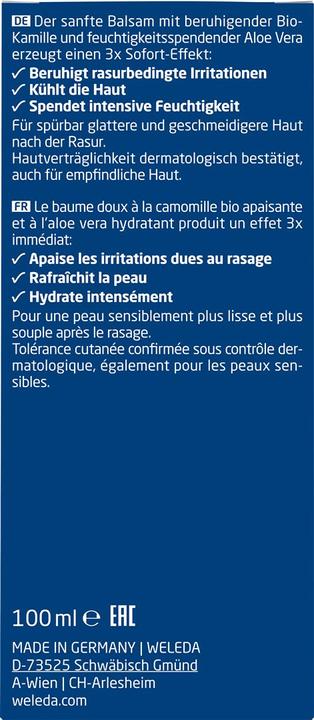 Nutritional values and ingredients Weleda After Shave Balm (Aftershave balm, 100 ml)