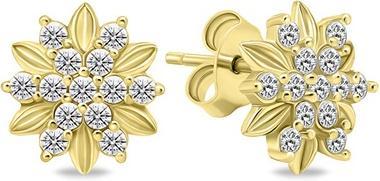 Brilio Silver - Gold-plated stud earrings with zircons EA614Y