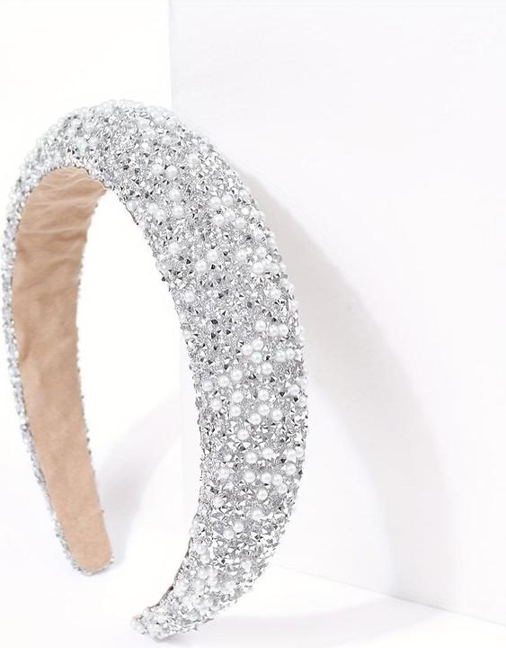 Alopini Vintage breite Brimmed Stirnband, elegante Strass dekorative Haarreif, Faux Perle Haarband