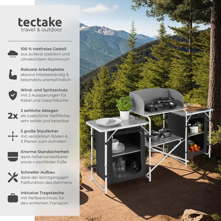 Immagine prodotto tectake Cucina da campeggio 172x52x104cm