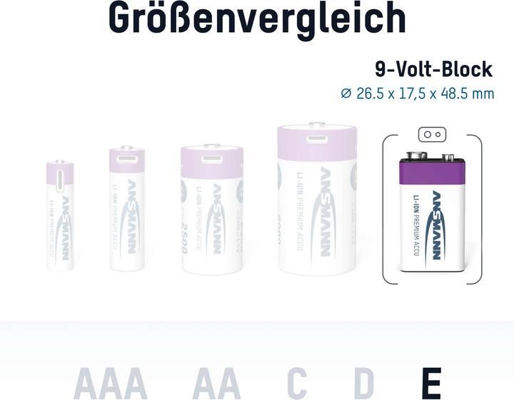 Image du produit Ansmann Premium Rechargeable (1 pcs, 9V Block, 400 mAh)