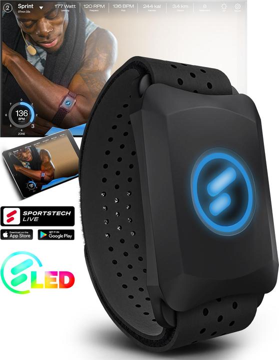 Actual product image Sportstech Heart Rate Monitor sPulse Heart Rate Monitor with Wristband via Bluetooth & Sensor LED | Smart HRM