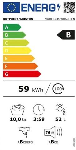 Energie-Label Hotpoint Ariston Waschmaschine 10 Kg 1400 Umin B (10 kg)