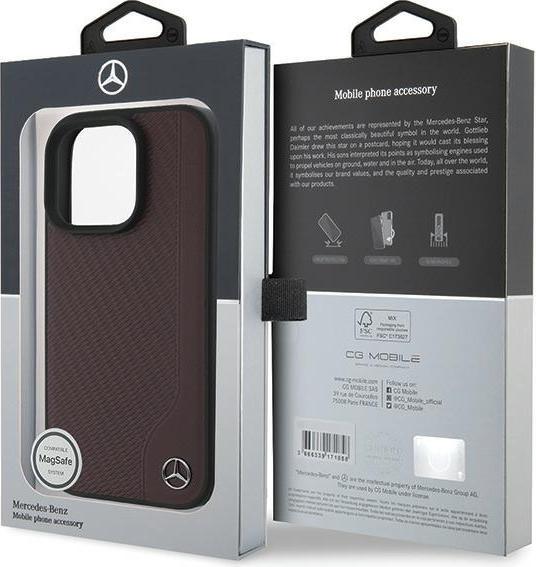 Produktbild Mercedes MEHMP16X23RBGVR iPhone 16 Pro Max 6.9" czerwony/red hardcase MB Wood Imitation Leather MagS (Apple iPhone 16 Pro Max)