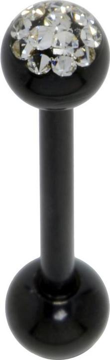 Image du produit Bijouteria Piercing langue (Cristallin, Revêtement PVD (noir), Résine époxy, Acier chirurgical 316L)