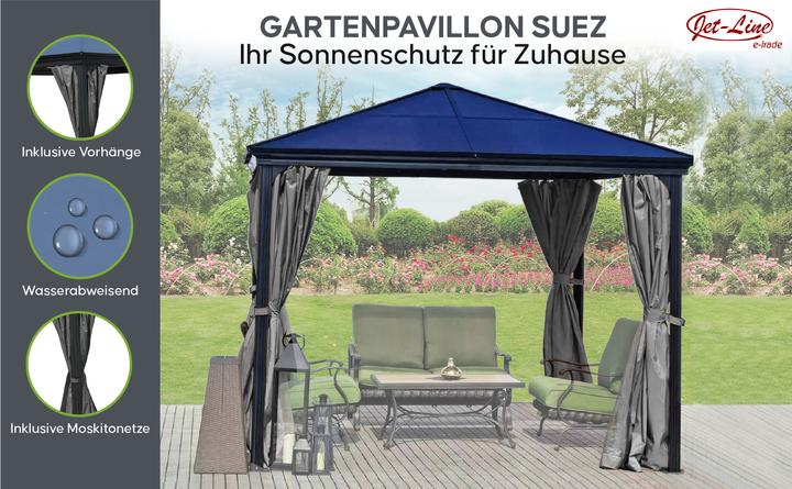 Produktbild Jet-Line Garten Pavillion Suez aus Aluminium mit festem Dach (300 cm, 300 cm)