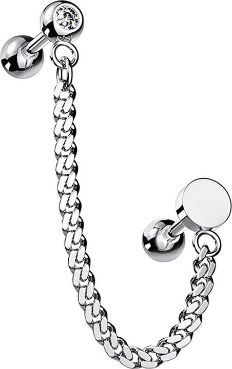 Star Piercing Micro Barbell silber mit Anhänger Kette und Kreis (Messing, Chirurgenstahl 316L)