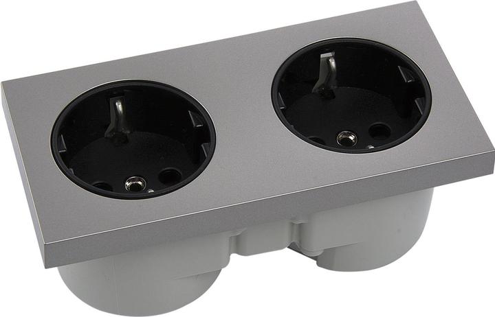 Actual product image Berker Integro Pure double socket outlet stainless steel effect, black socket outlet