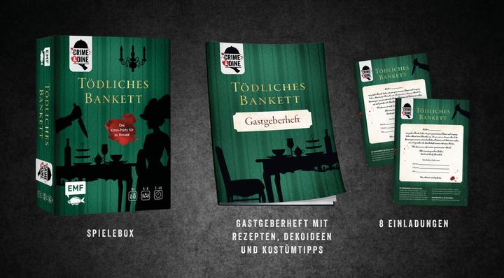 Actual product image Crime & Dine – Das Krimi-Dinner-Set: Tödliches Bankett (German, Business Elephant Paperdice Solutions GmbH, 2022)