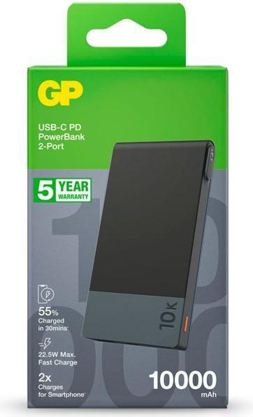 Actual product image GP Batteries PowerBank MP10B 10000mAh USB-C USB-A (10000 mAh, 22.50 W, 37 Wh)