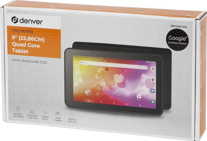 Actual product image Denver TAQ-90083 Tablet PC 22.9 cm (9 ") 1 GB 16 GB Wi-Fi 4 (802.11n) Black Android 8.1 Go edit (WLAN only, 9", 1 GB, Black)