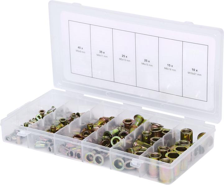 KS Tools Sortiment Gewindenieten, Stahl, M3x9mm-M10x21mm, 150-tlg