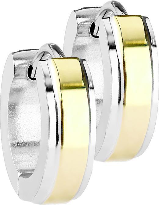 Star Piercing Ohrring zum Klappen silber mit goldenem Streifen dünn (ohne Messing, Chirurgenstahl 316L)