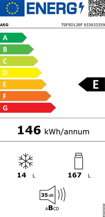 Etichetta energetica AEG Koelkast Inbouw Tsf5o12ef (181 l)