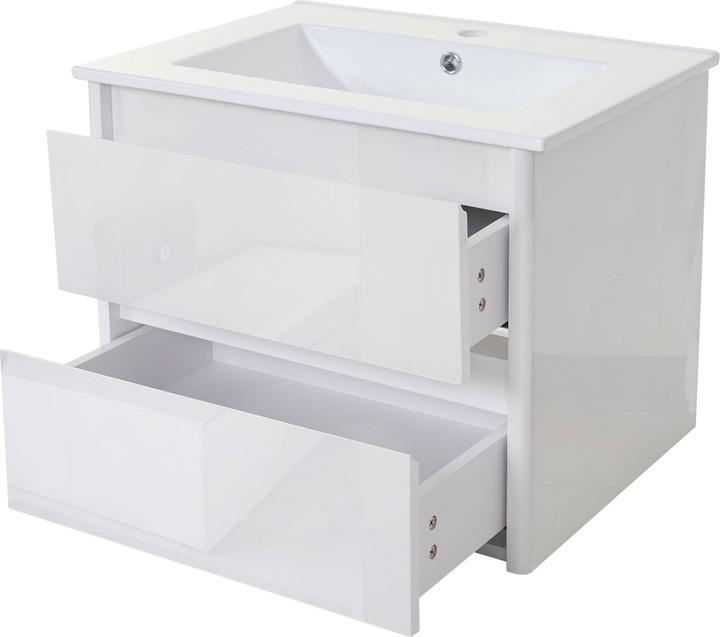 Mendler Lavabo + mobiletto, lavabo bagno, lucido 50x60cm - bianco