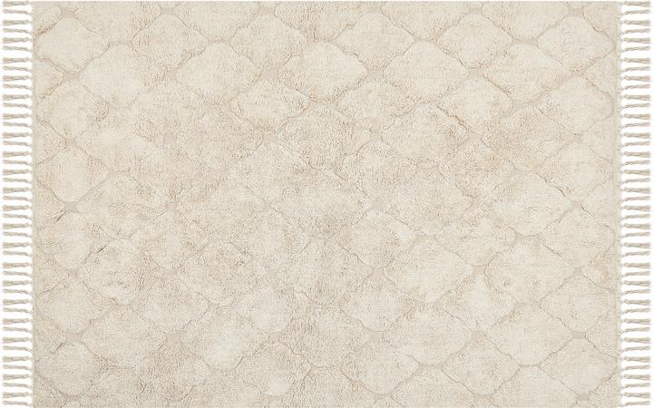 Produktbild Beliani Teppich Baumwolle hellbeige 140 x 200 cm marokkanisches Muster Kurzflor SILCHAR (140 x 200 cm)