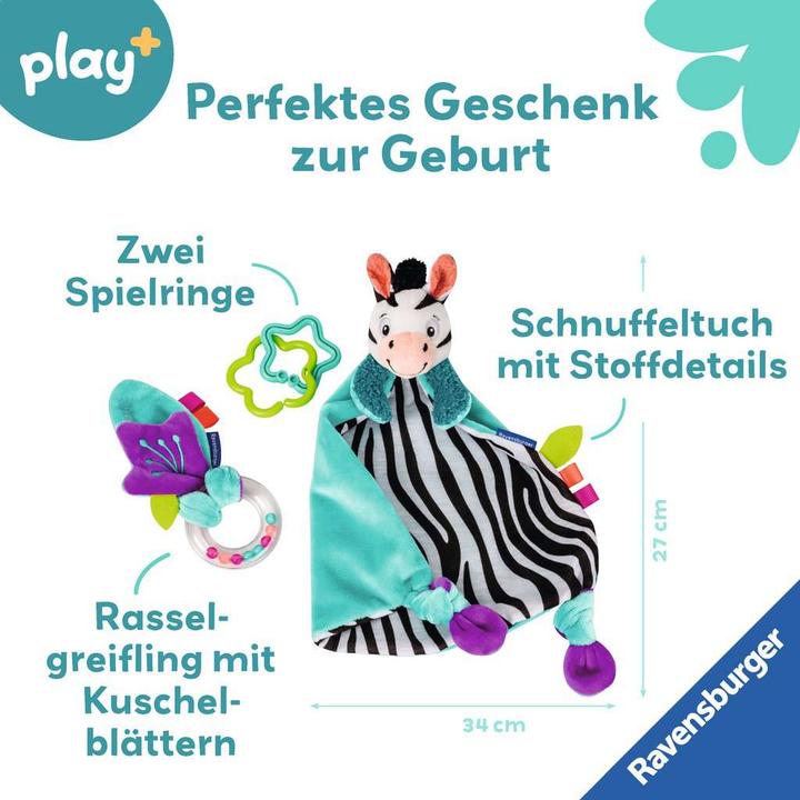 Image du produit Ravensburger 4858 play+ Toucher, hocher, jouer (set cadeau : zèbre), doudou, cadeau pour la fête des mères