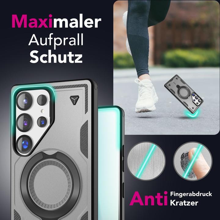 Produktbild Nalia Stormguard - Stossfeste Armor Ring Hülle für MagSafe - Military Kickstand Hardcase (Samsung Galaxy S25 Ultra)