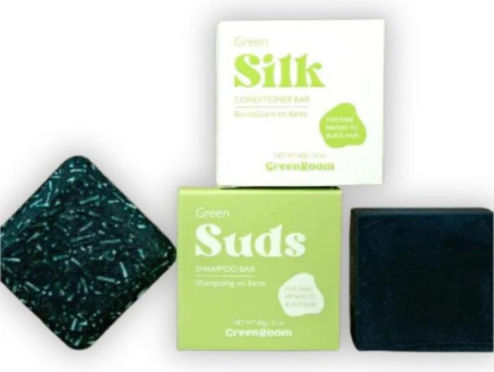 Actual product image Green Room Shampoo & Conditioner Set Color Correction Green (Solid shampoo)