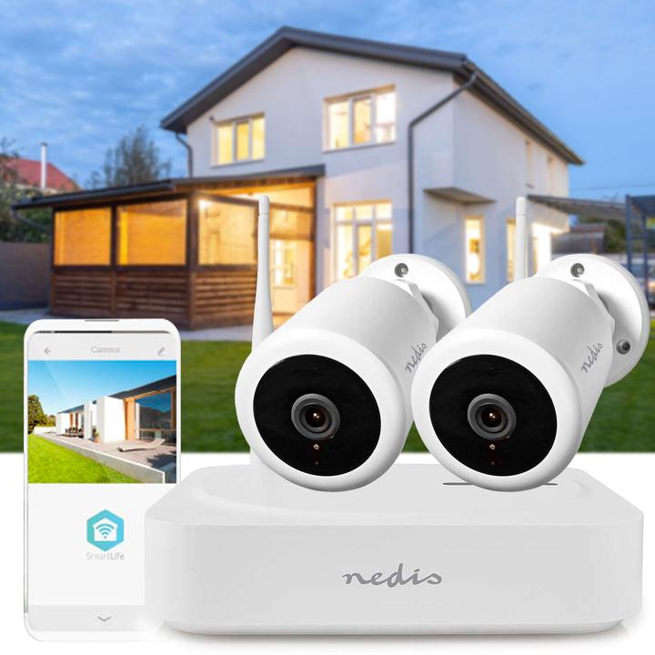 Actual product image Nedis SmartLife Wireless Camera System 2X Camera Full HD with Night Vision, IP65, SLNVR201CWT (1920 x 1080 Pixels)