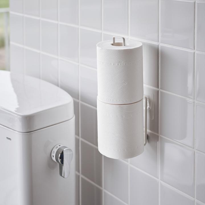 Actual product image Yamazaki Adhesive hook toilet roll holder TOWER