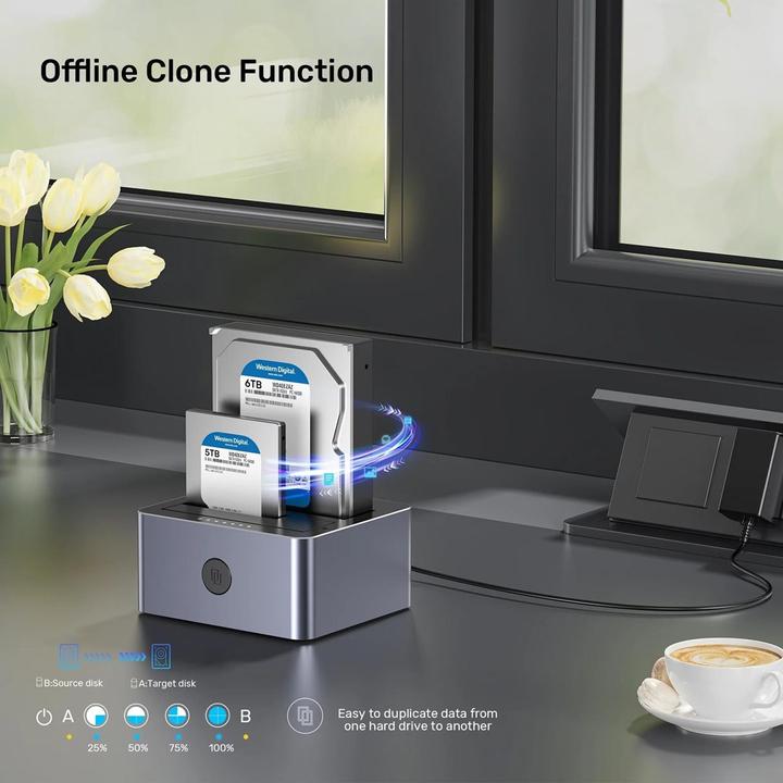 Image du produit Unitek Y-3026GY01-UE Station de clonage de disques 2 x SATA 2 5 /3 5 USB 5Gbps (USB-B, 2 Ports)