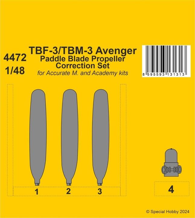 Productafbeelding CMK TBF-3/TBM-3 Avenger Schoepenblad Propeller Correctieset 1/48 voor Accurate/Academy kits